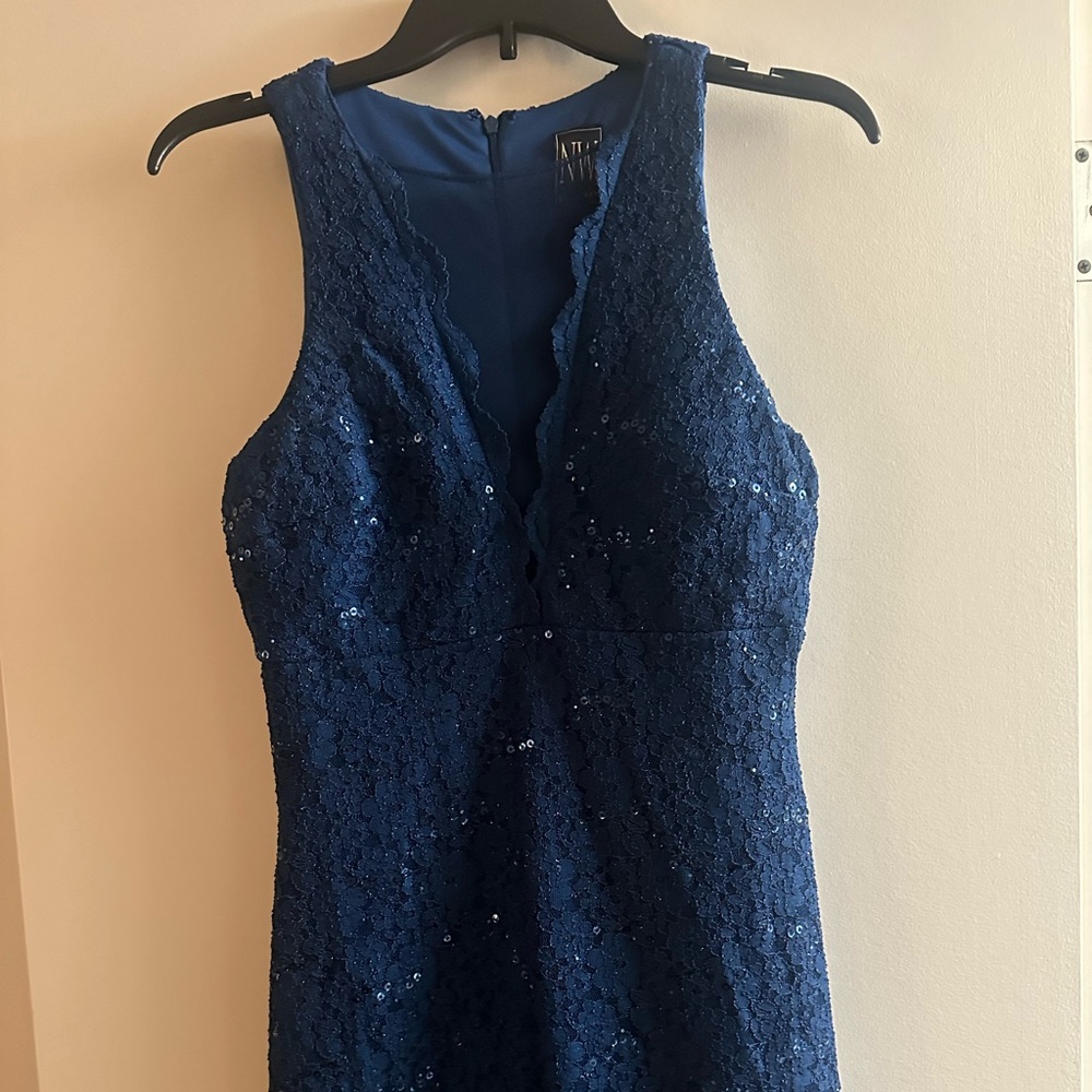 Night Way Collections Midnight Blue Lace Midi Dress